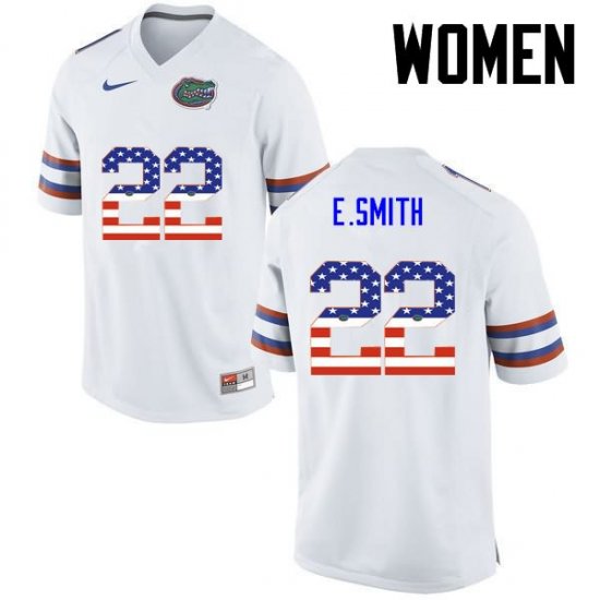 Women's Florida Gators #22 Emmitt Smith NCAA Nike White USA Flag Fashion Authentic Stitched College Football Jersey LWR7462VW